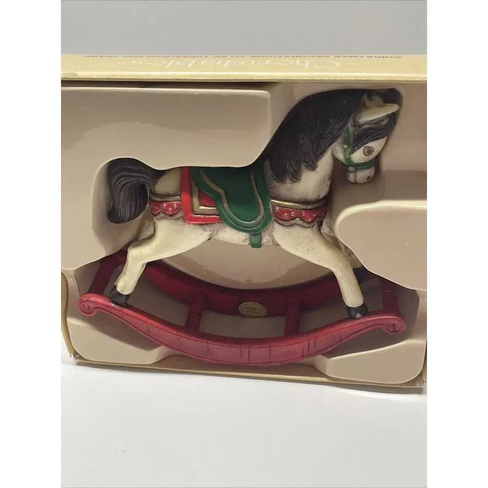 VINTAGE 1985 BRADFORD NOVELTY ROCKING HORSE CHRISTMAS DECORATION ORNAMENT Lionel